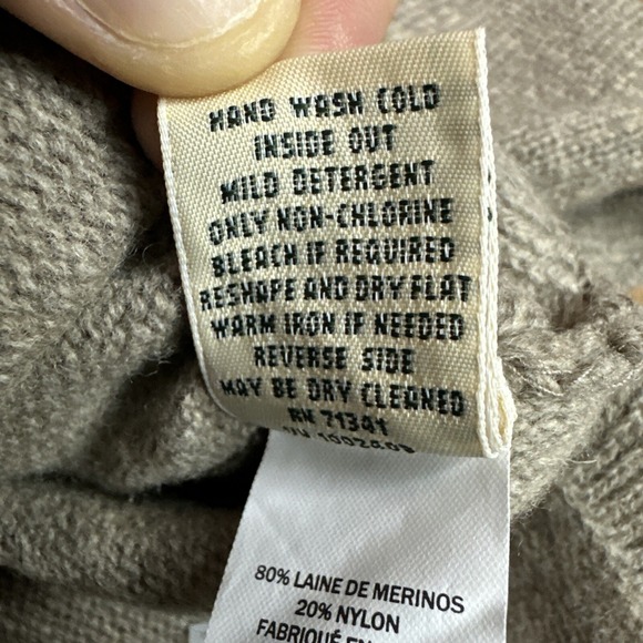 LL Bean Sweater Womens Wool Grey Turtleneck Short Sleeve Poncho Merino Wool XS-S - Picture 11 of 15